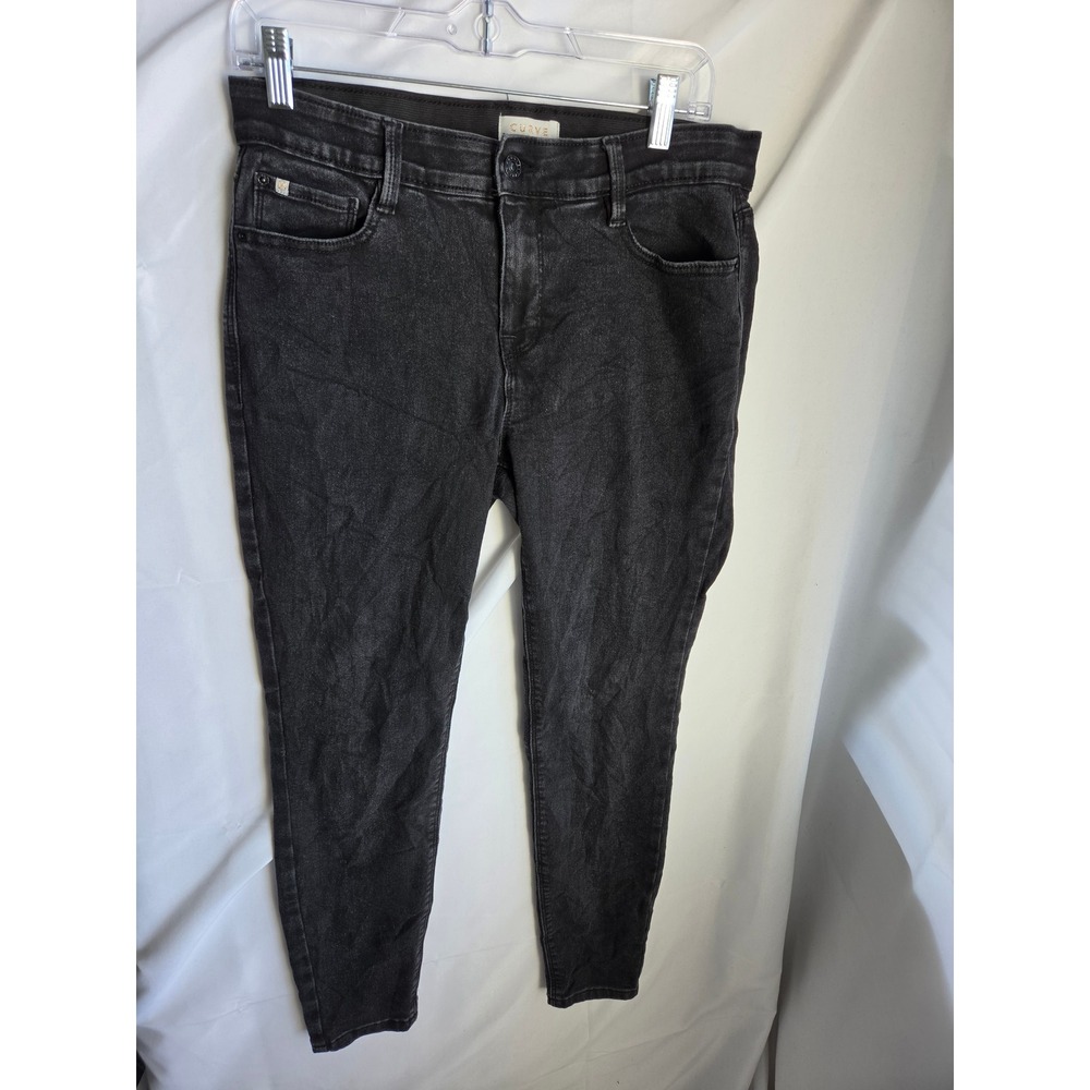 Curve Appeal Jeans Womens  Black Dark Wash Skinny Mid Rise Skinny EUC